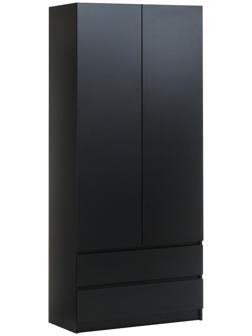 Шкаф 2х ств Мадера с 2-мя ящиками, 900х500х2100, Черный