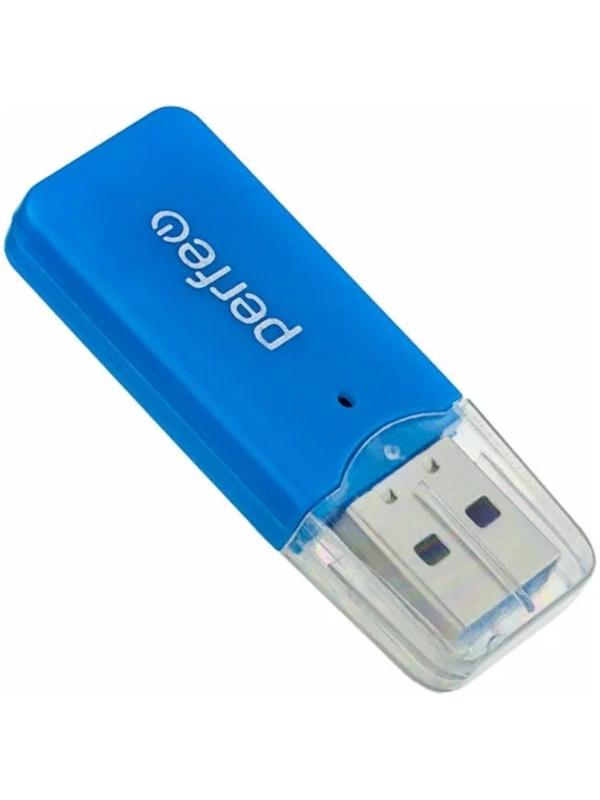 Кард-ридер Perfeo PF-VI-R022, USB/Micro SD, синий