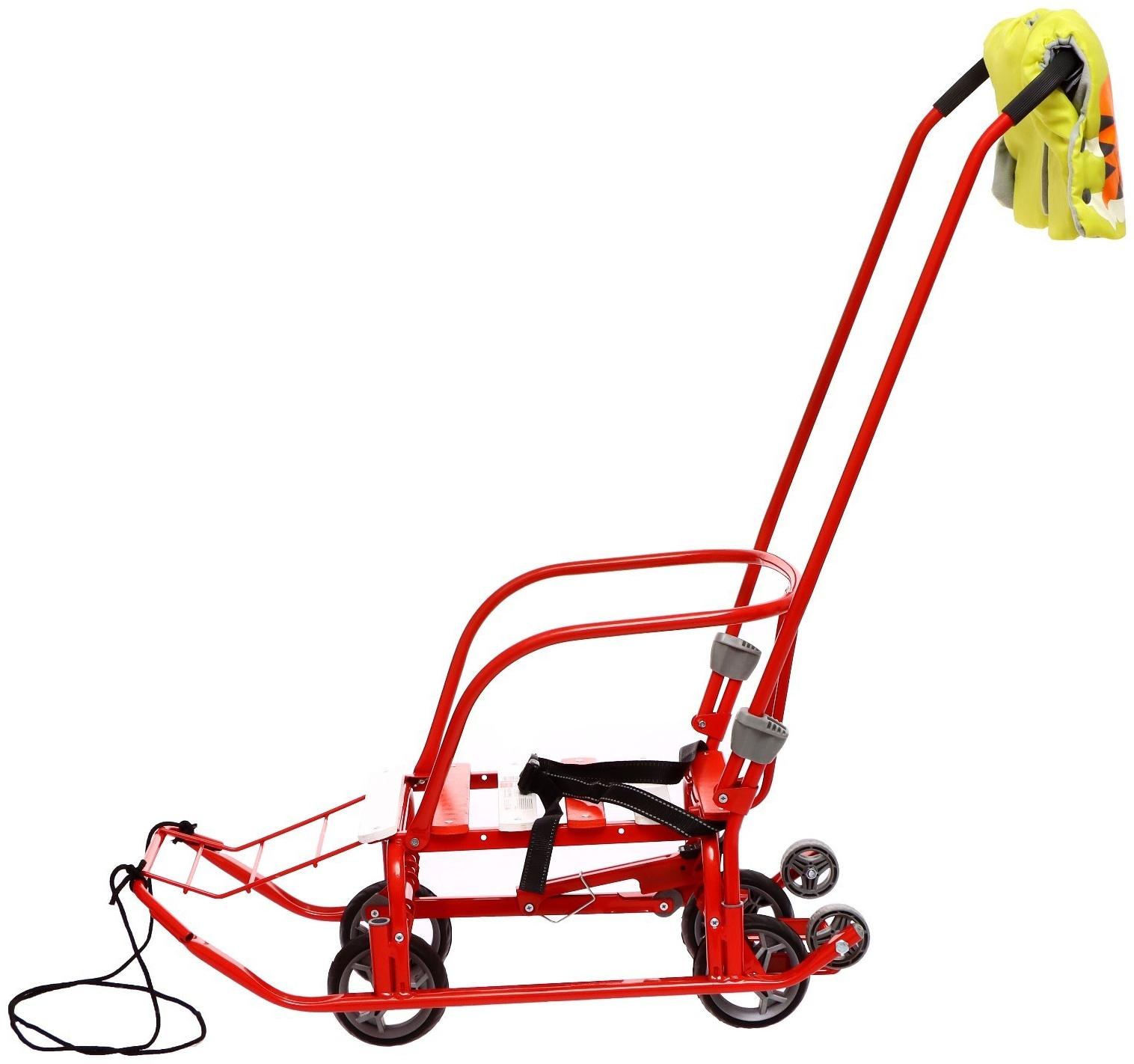 Санки «Тимка 3К универсал», с рукавичками алый