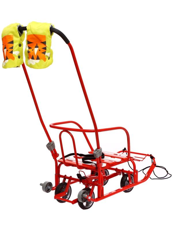 Санки «Тимка 3К универсал», с рукавичками алый