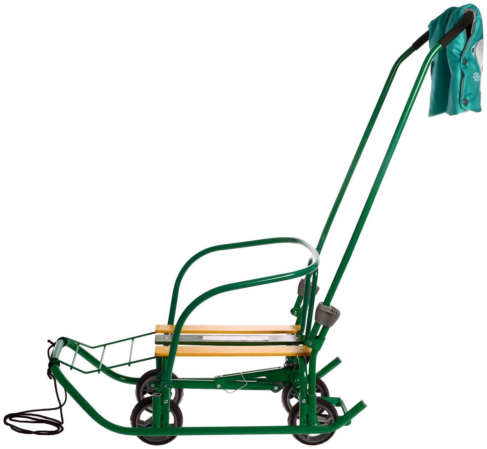 Санки «Ветерок 7 универсал», с рукавичками, цвет зелёный