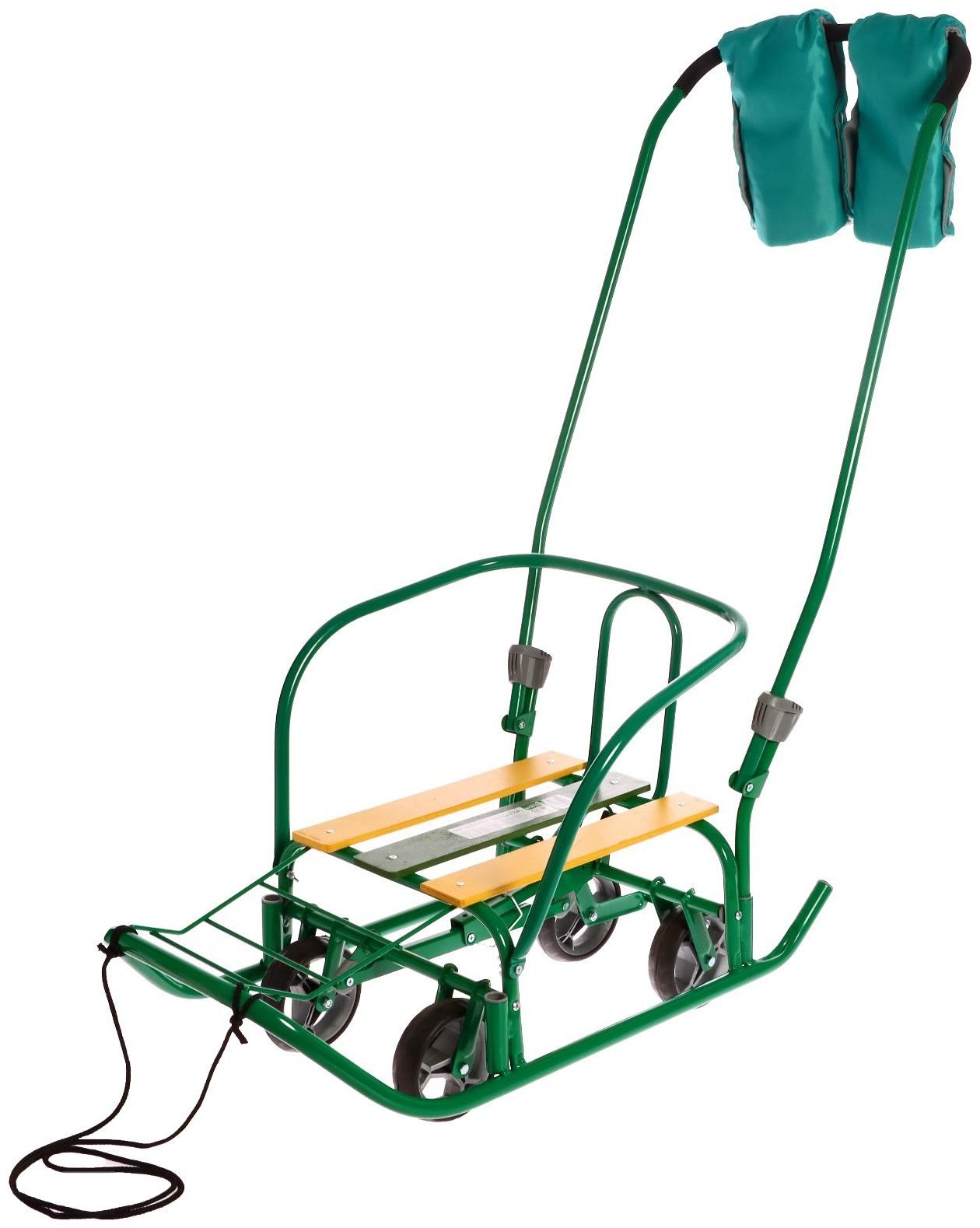 Санки «Ветерок 7 универсал», с рукавичками, цвет зелёный