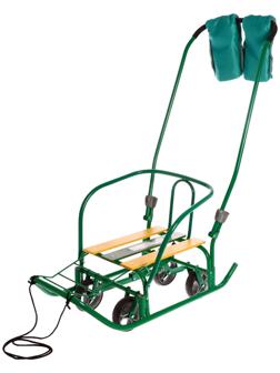 Санки «Ветерок 7 универсал», с рукавичками, цвет зелёный