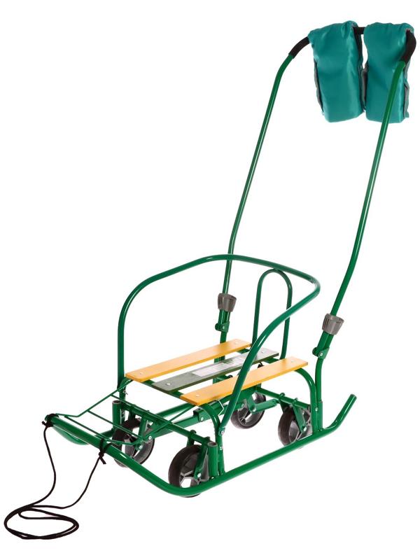 Санки «Ветерок 7 универсал», с рукавичками, цвет зелёный