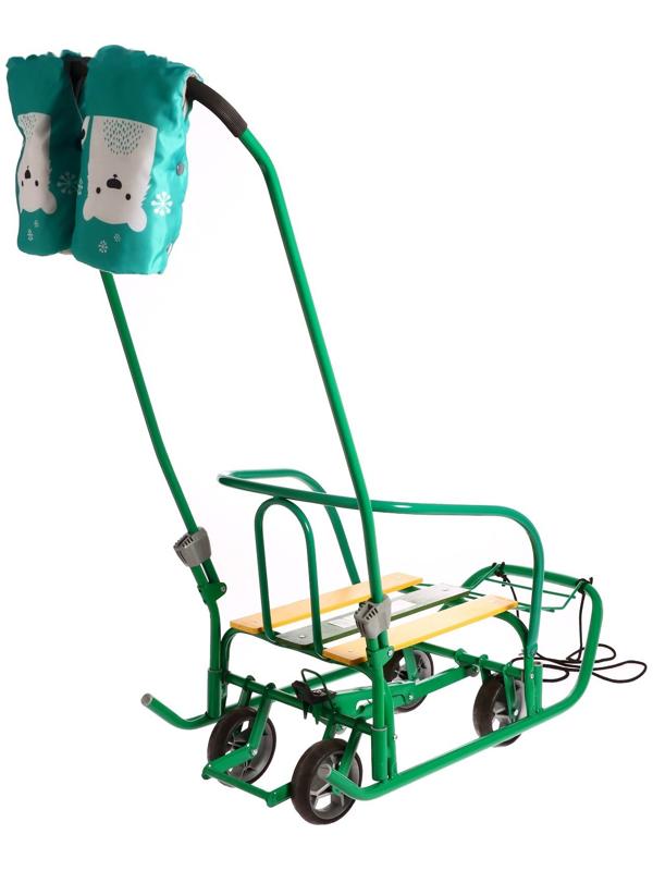 Санки «Ветерок 7 универсал», с рукавичками, цвет зелёный