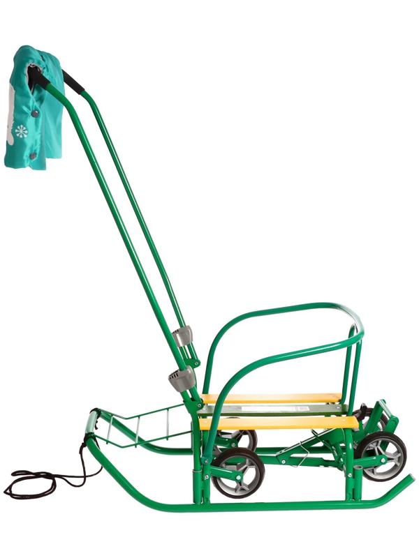 Санки «Ветерок 7 универсал», с рукавичками, цвет зелёный