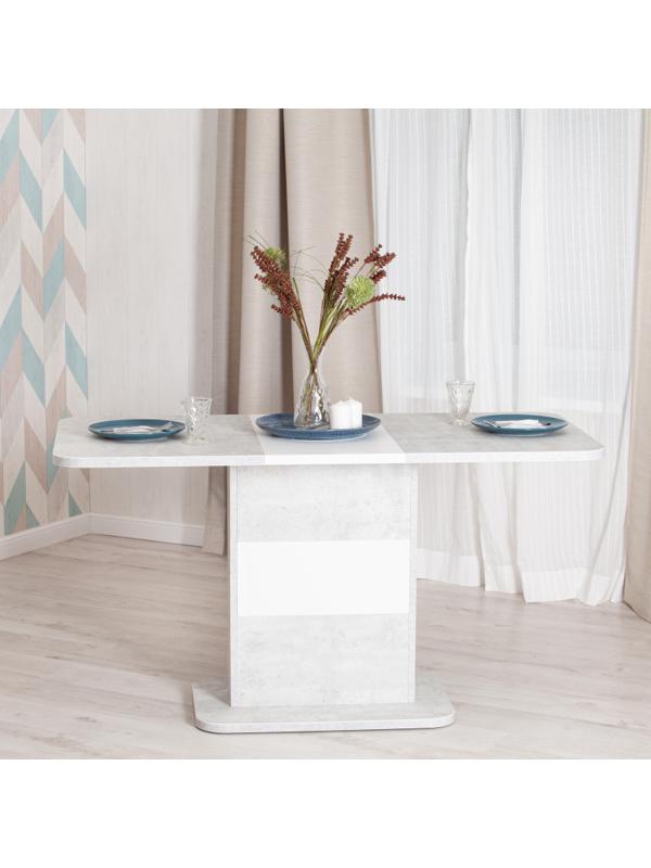 Стол обеденный UT_SMART ЛДСП 105-140х68,6х75см, Белый бетон/Белый