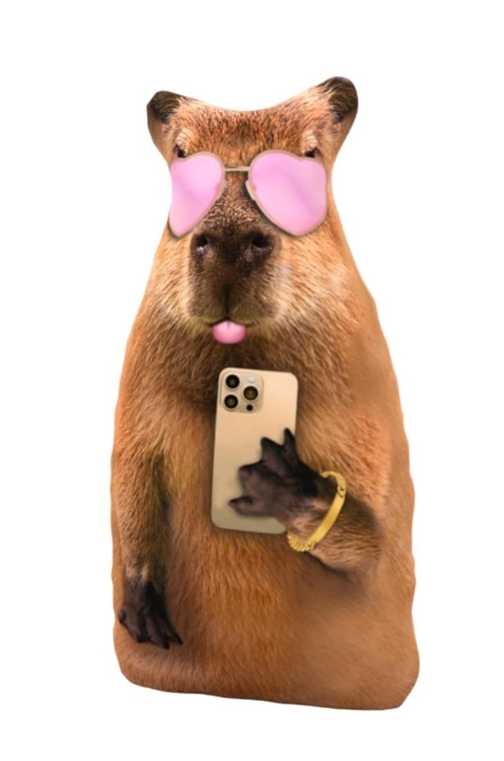 Игрушка-антистресс Капибара в розовых очках 30 см