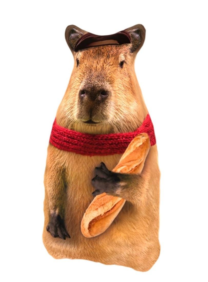 Игрушка-антистресс Капибара с багетом 30 см