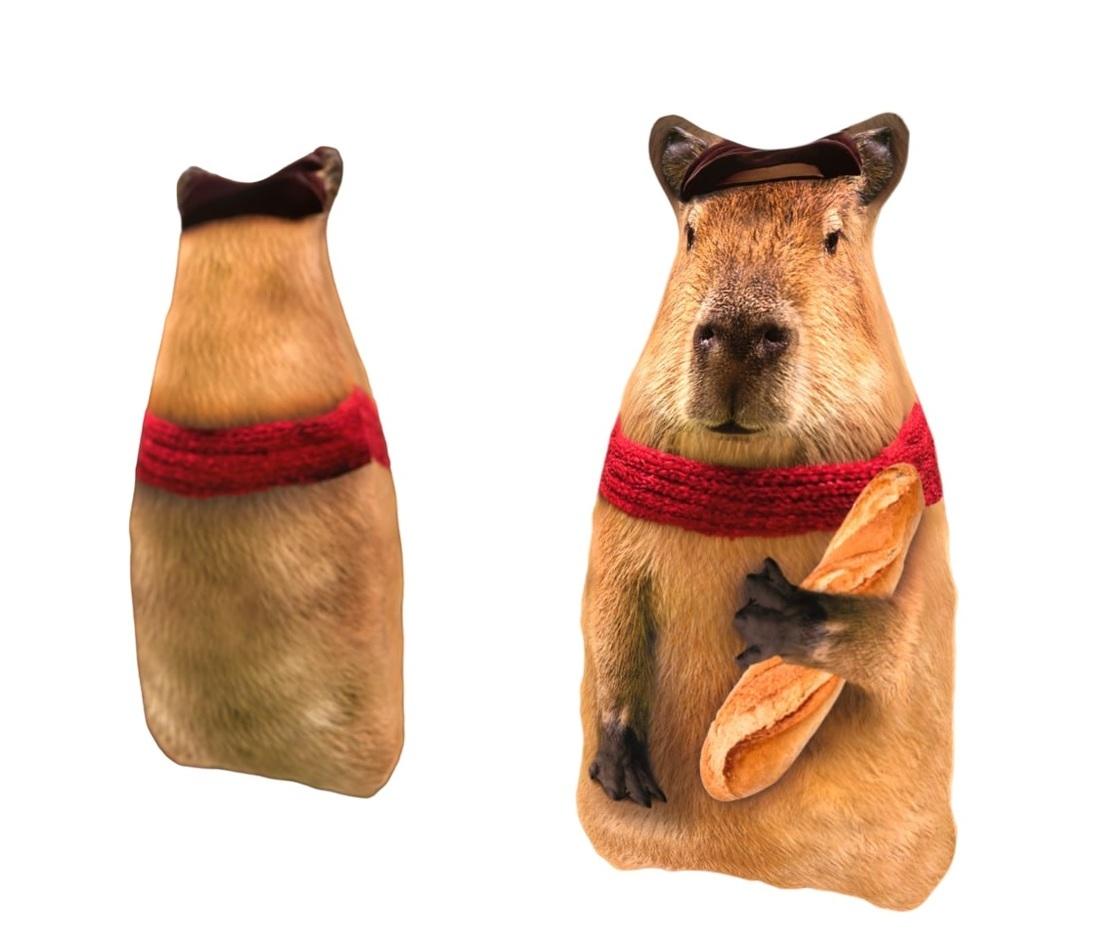 Игрушка-антистресс Капибара с багетом 30 см