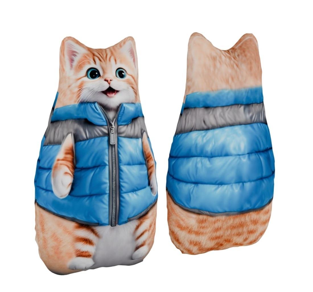 Игрушка-антистресс Кот в голубой курточке 30 см