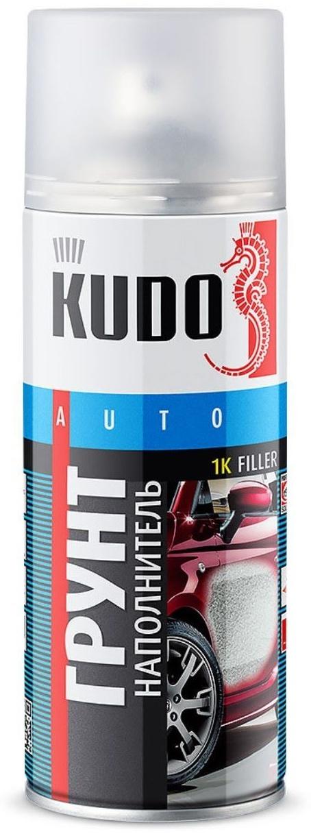Грунт-наполнитель 1К Kudo серый, акриловый, аэрозоль, 520 мл