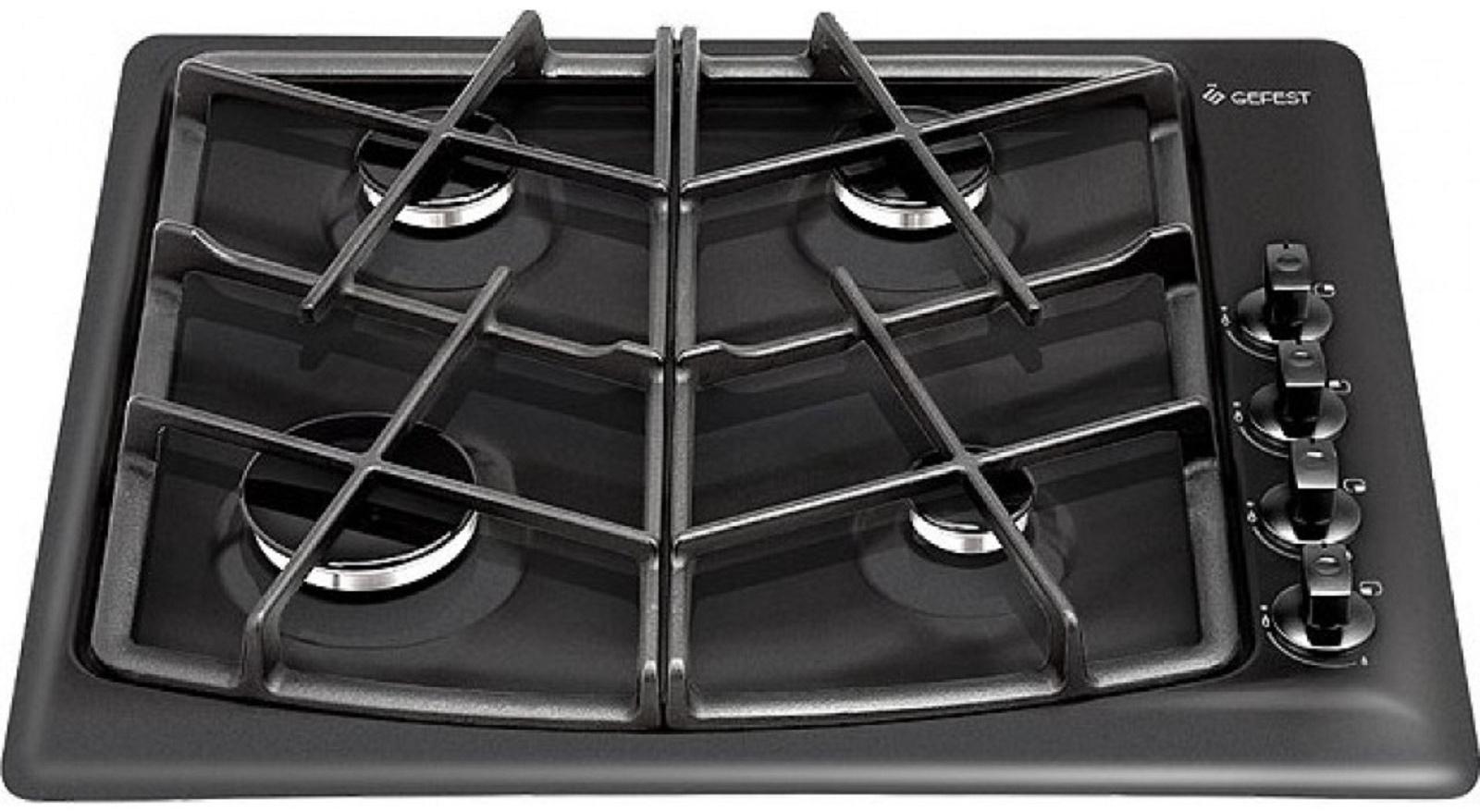 Варочная поверхность Gefest СГ СН 1211 К21, газовая, 4 конфорки, цвет чёрная матовый