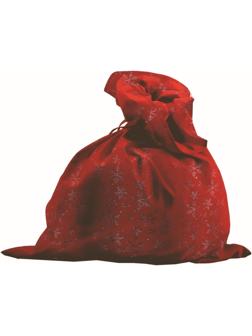Мешок Деда Мороза со снежинками, цвет красный, сатин