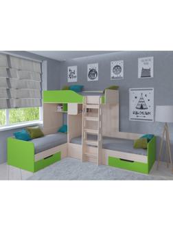 Детский комплекс «Трио», цвет дуб молочный / салатовый