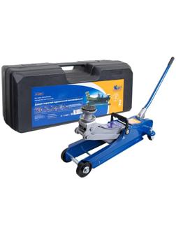 Домкрат подкатной KRAFT KT 820011, низкопрофильный, резиновая опора, кейс, h=80-360 мм, 2 т