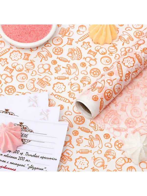 Бумага силиконизированная «Сладости», для выпечки, 0,38 х 5 м