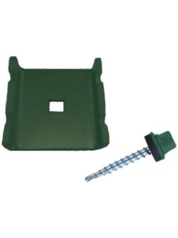 Комплект крепления, 2 предмета: кровельный саморез (5,5 × 38 мм) и скоба (40 × 35 мм), зелёный