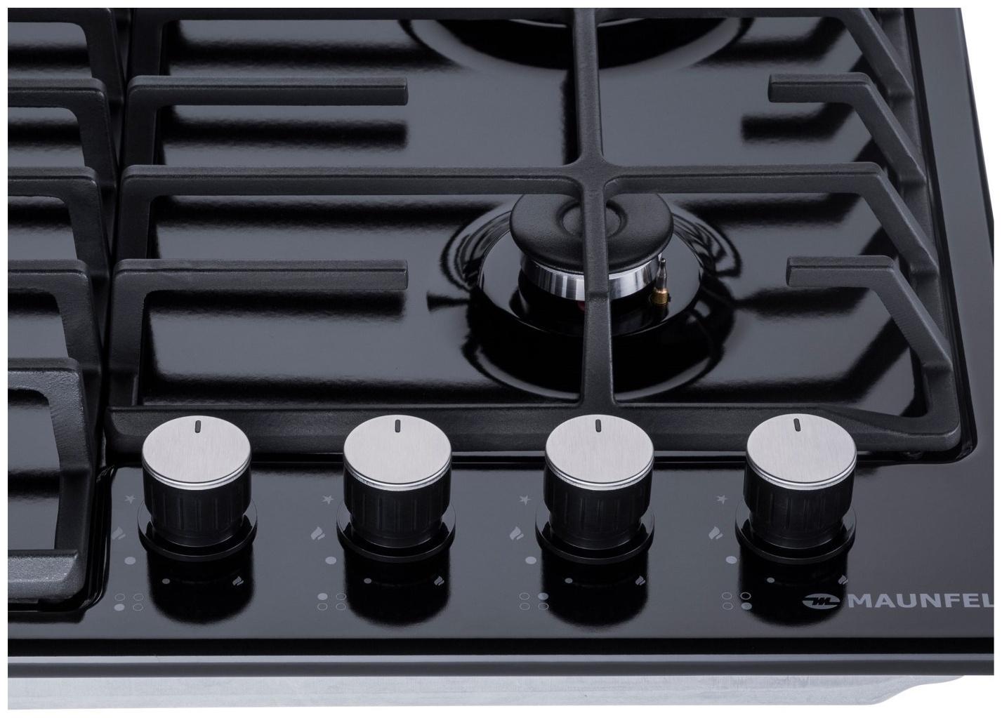 Варочная поверхность MAUNFELD EGHE.64.6CB/G, газовая, 4 конфорки, чёрная