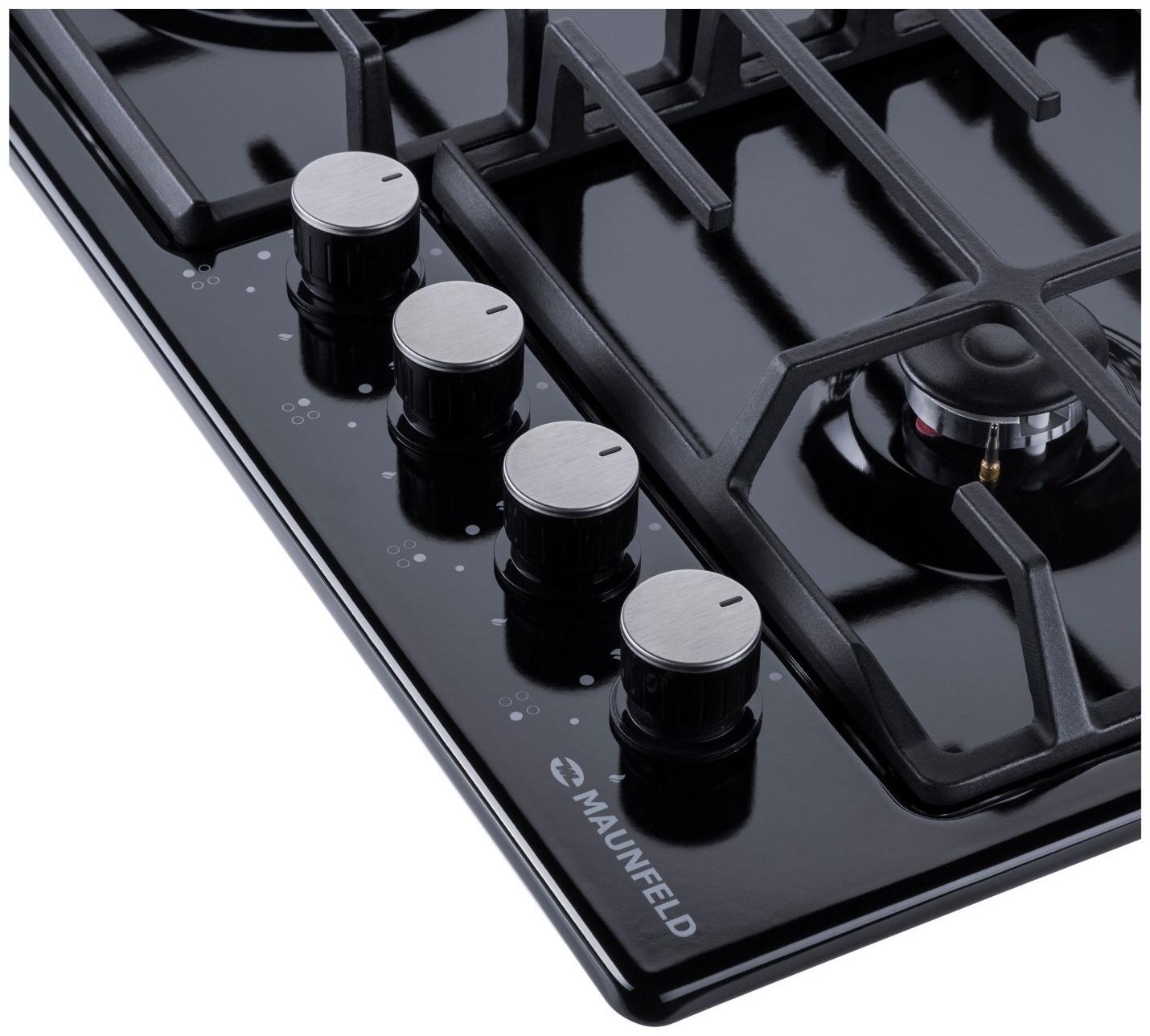 Варочная поверхность MAUNFELD EGHE.64.6CB/G, газовая, 4 конфорки, чёрная