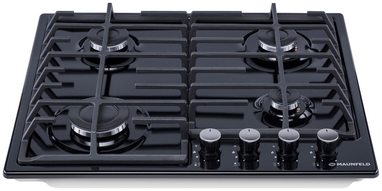 Варочная поверхность MAUNFELD EGHE.64.6CB/G, газовая, 4 конфорки, чёрная