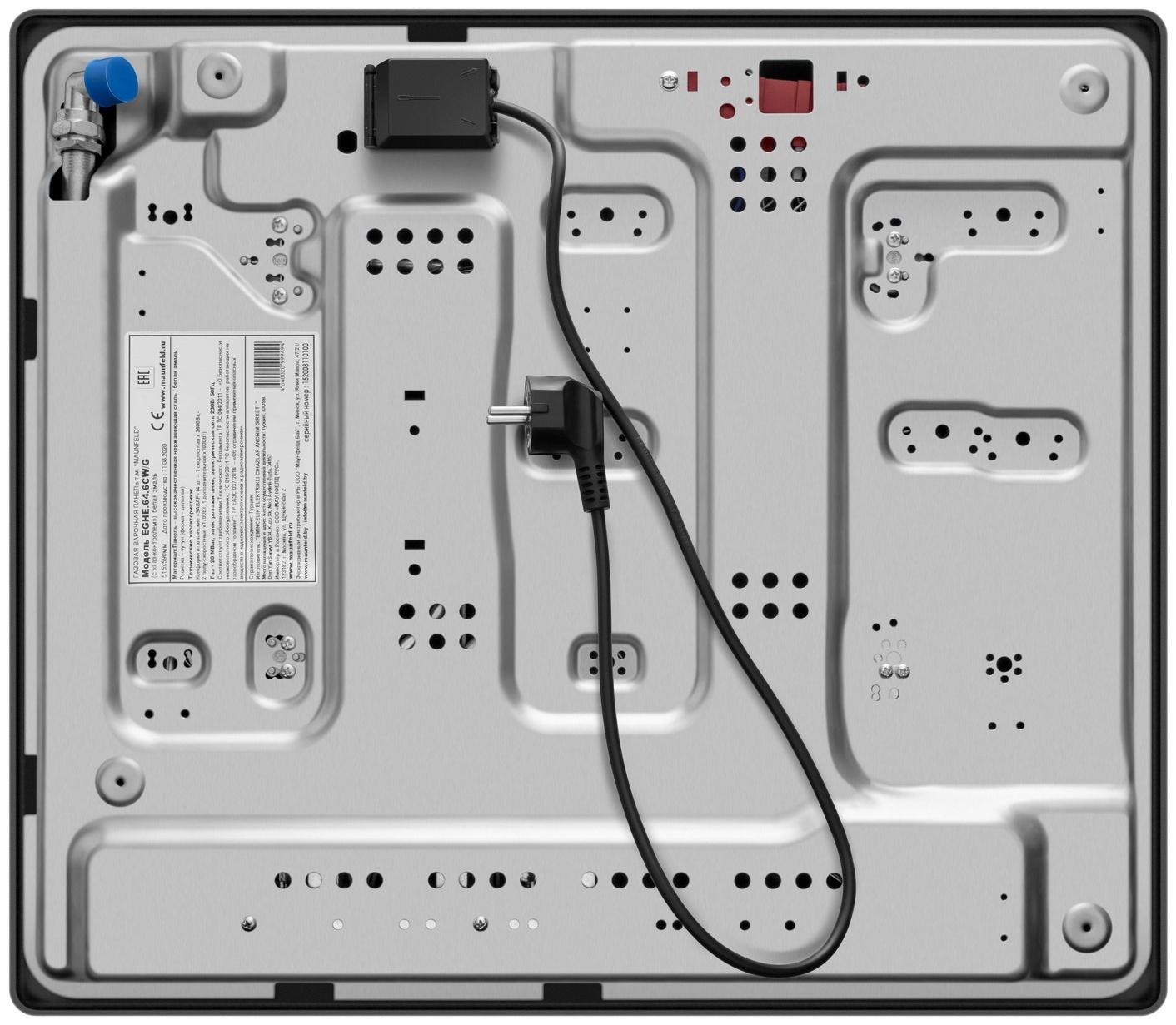 Варочная поверхность MAUNFELD EGHE.64.6CB/G, газовая, 4 конфорки, чёрная