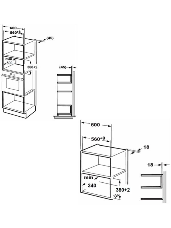 Встраиваемая микроволновая печь MAUNFELD MBMO.20.1PGB, 800 Вт, 20 л, 5 режимов, чёрная