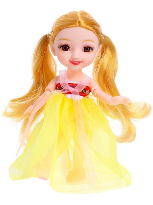 Кукла шарнирная «Женечка» в платье, цвет жёлтый