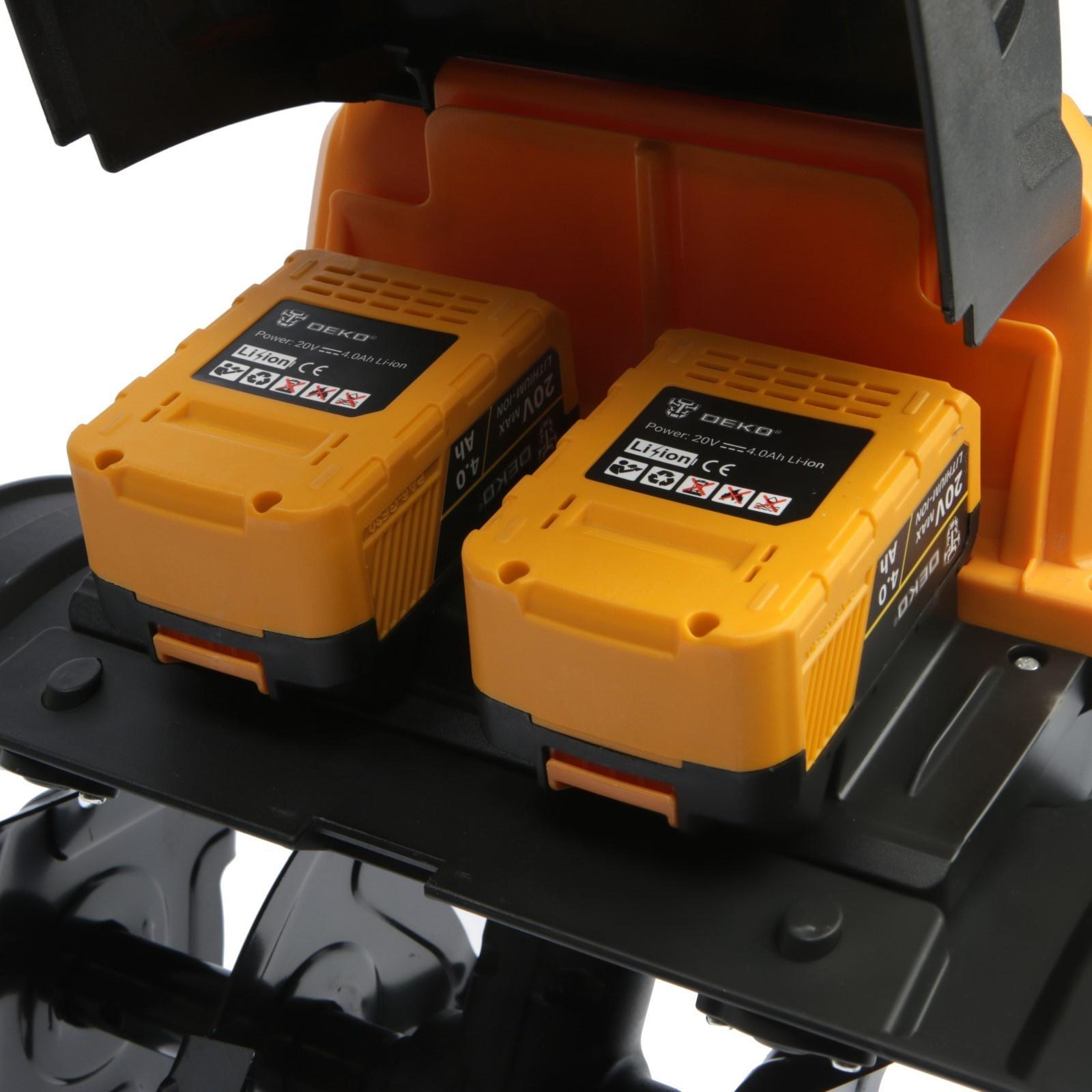 Культиватор аккумуляторный DEKO DKET40, 20 В, 2х4 Ач, 150 об/мин, ширина/глубина 36/18 см