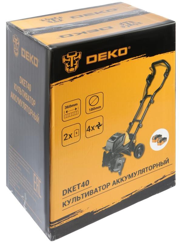 Культиватор аккумуляторный DEKO DKET40, 20 В, 2х4 Ач, 150 об/мин, ширина/глубина 36/18 см
