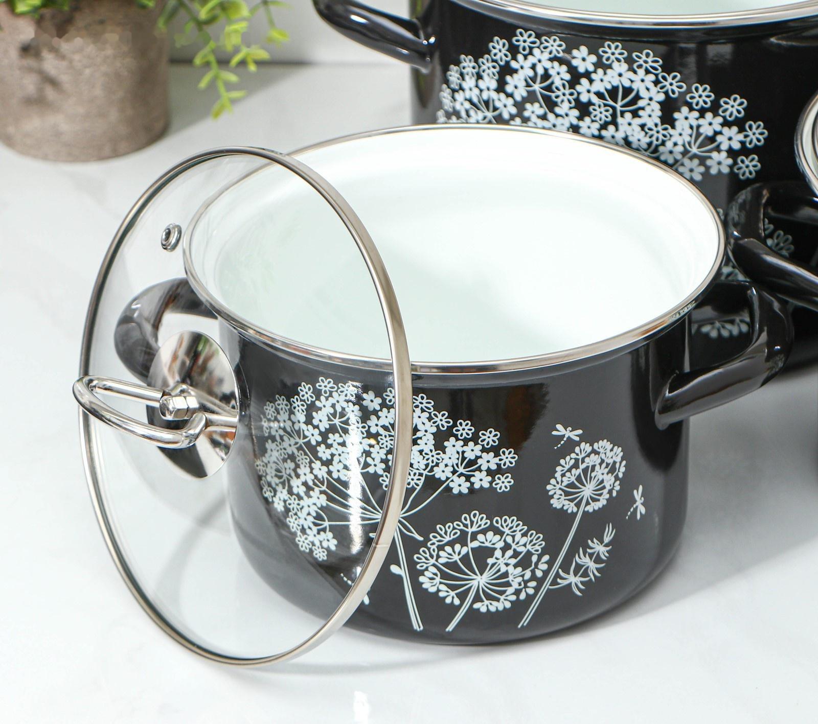 Набор кастрюль «Ажур», 3 предмета: 2.4 л, 3.4 л, 5 л, цвет черный