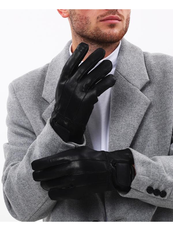 Перчатки мужские, безразмерные, с утеплителем, цвет чёрный