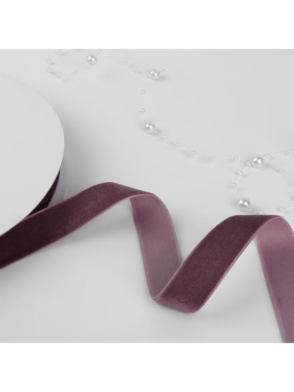 Лента бархатная, 20 мм, 18 ± 1 м, цвет ежевичный №199