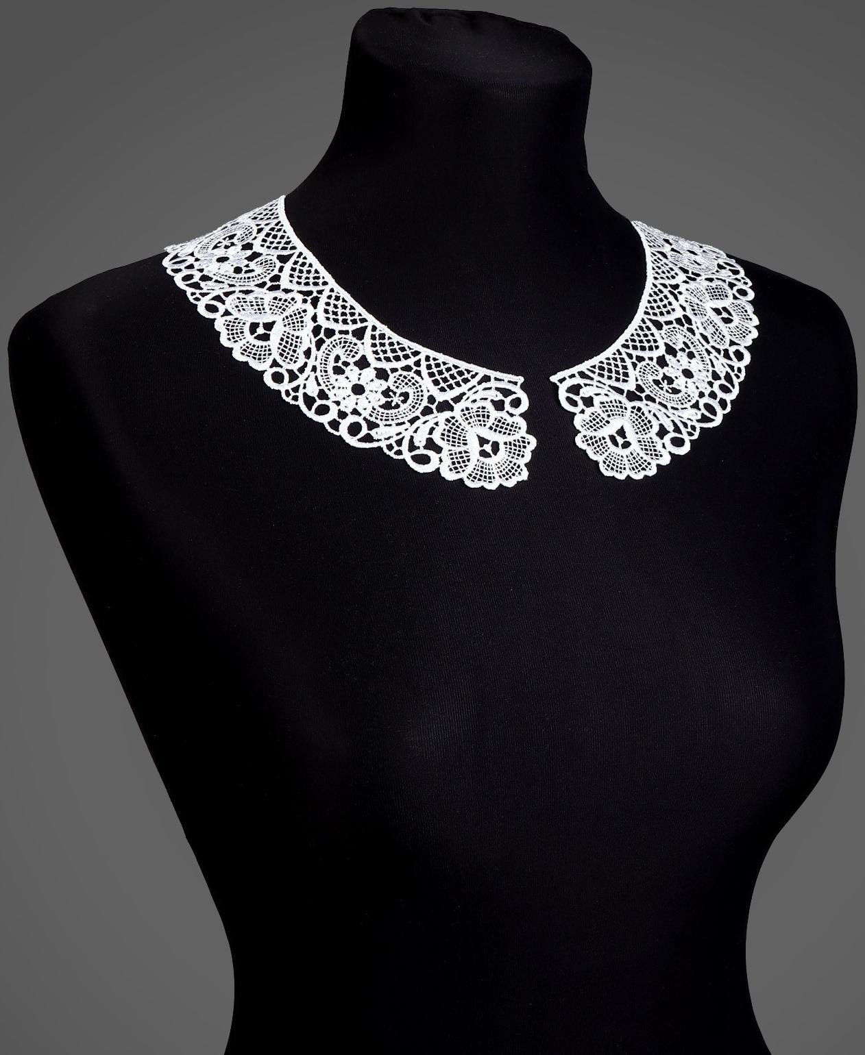Воротник кружевной, 25,4 см, цвет белый