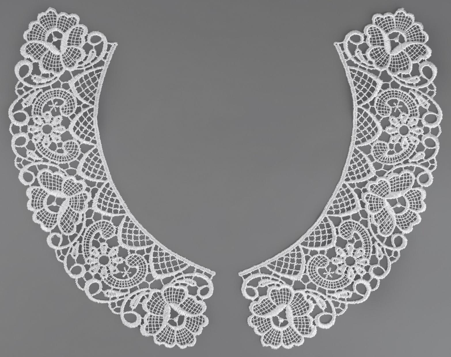 Воротник кружевной, 25,4 см, цвет белый