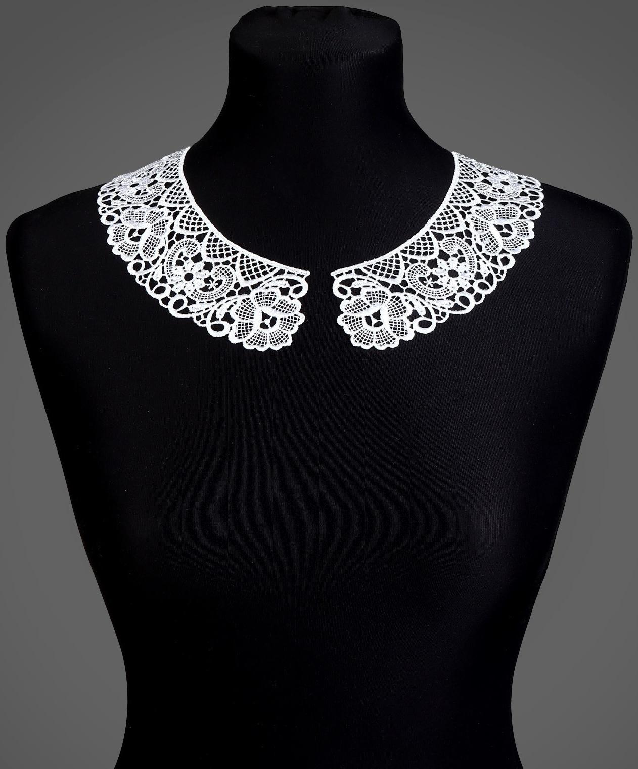Воротник кружевной, 25,4 см, цвет белый