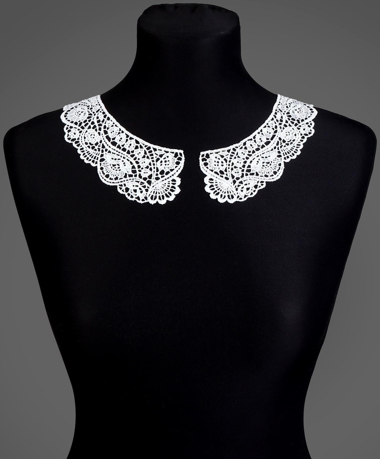 Воротник кружевной, 22,5 × 20 см, цвет белый