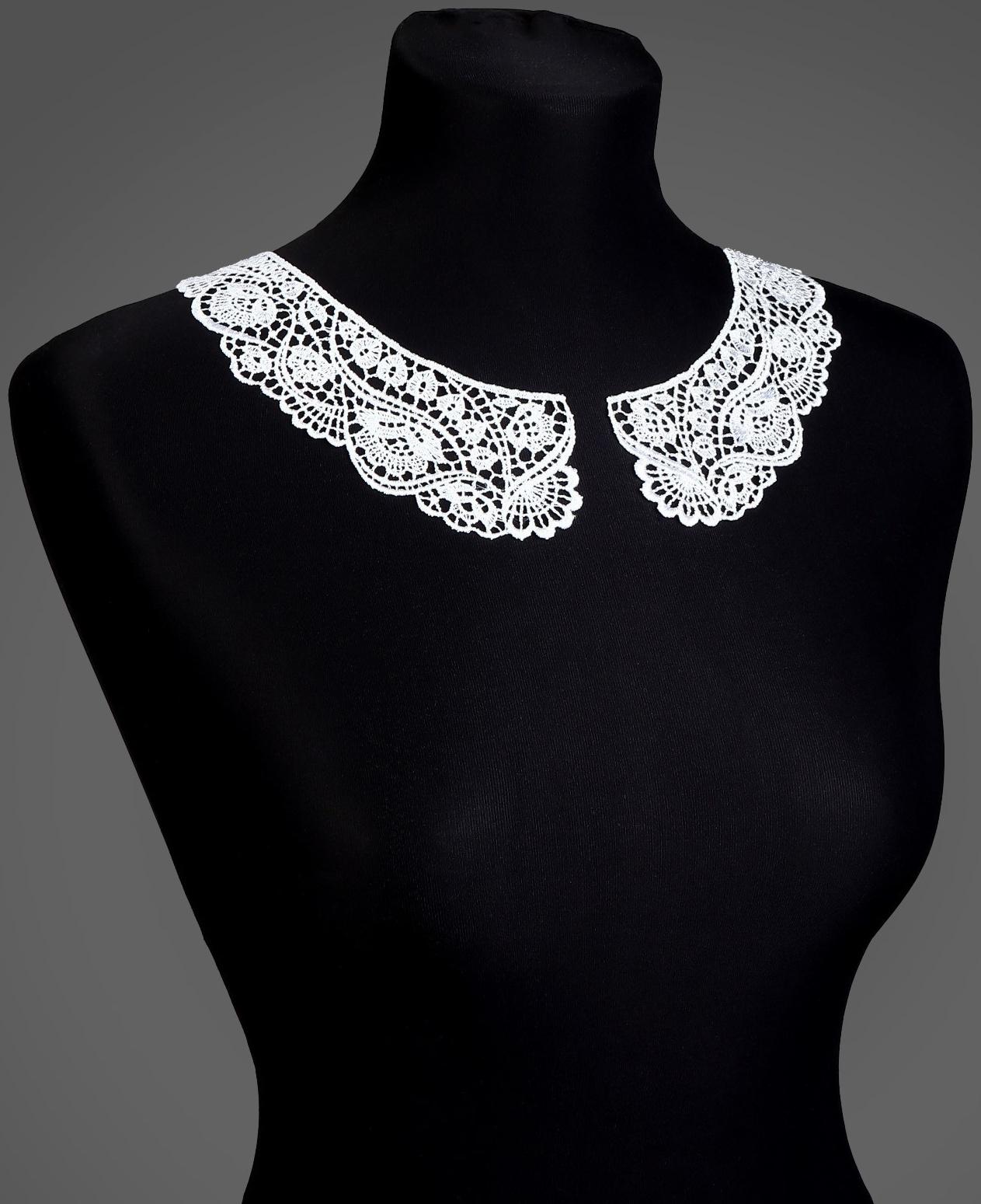 Воротник кружевной, 22,5 × 20 см, цвет белый