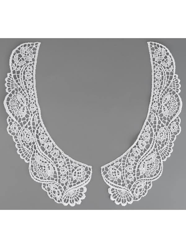 Воротник кружевной, 22,5 × 20 см, цвет белый