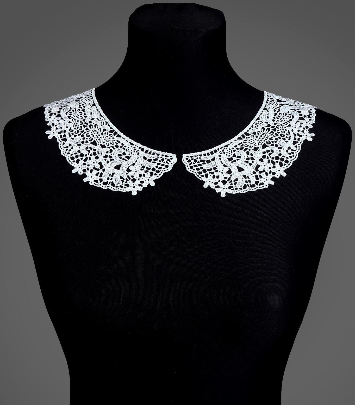 Воротник гипюровый, 27 × 6 см, цвет белый