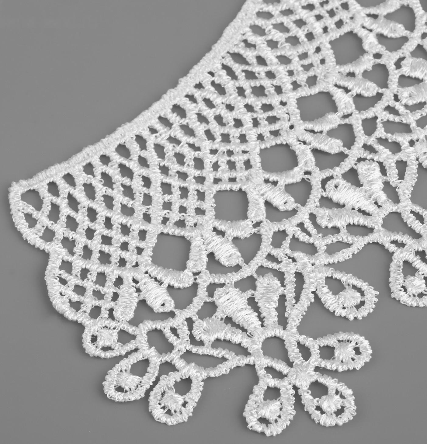 Воротник гипюровый, 25 × 7 см, цвет белый