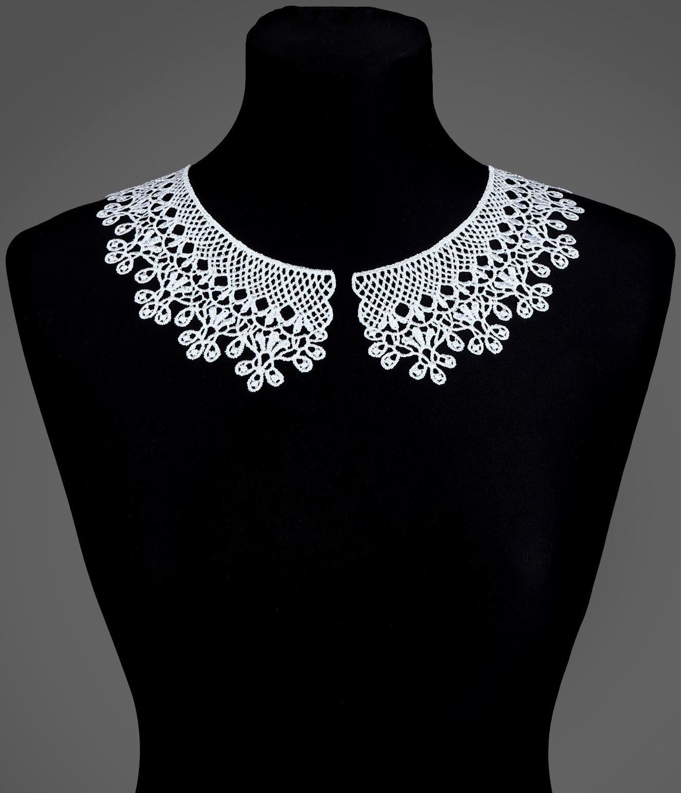 Воротник гипюровый, 25 × 7 см, цвет белый