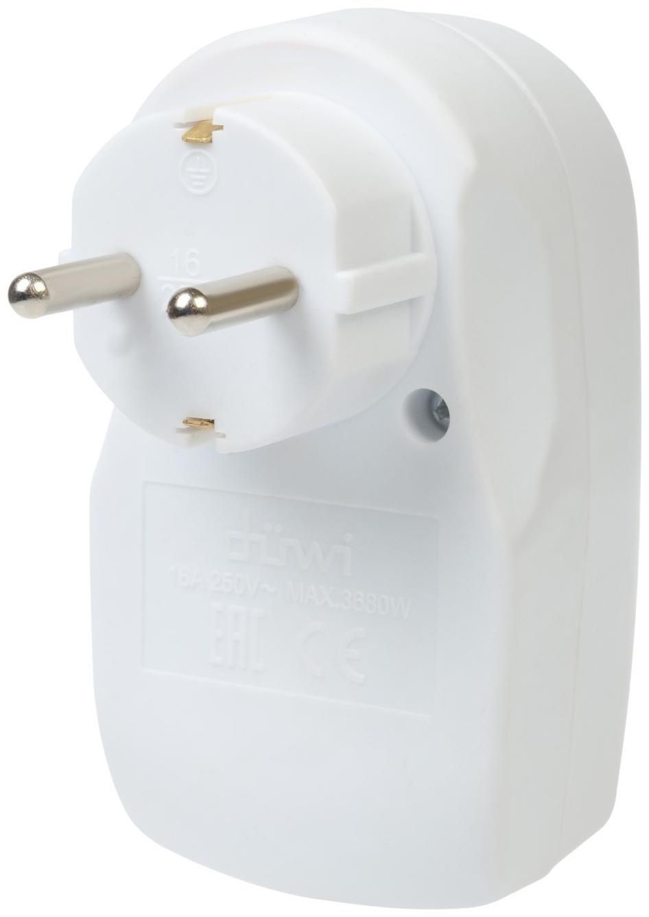 Адаптер 1 гнездо + 2 USB порта на европейскую вилку с/з 16A 230В 3680Вт IP20 белый  27418 6,