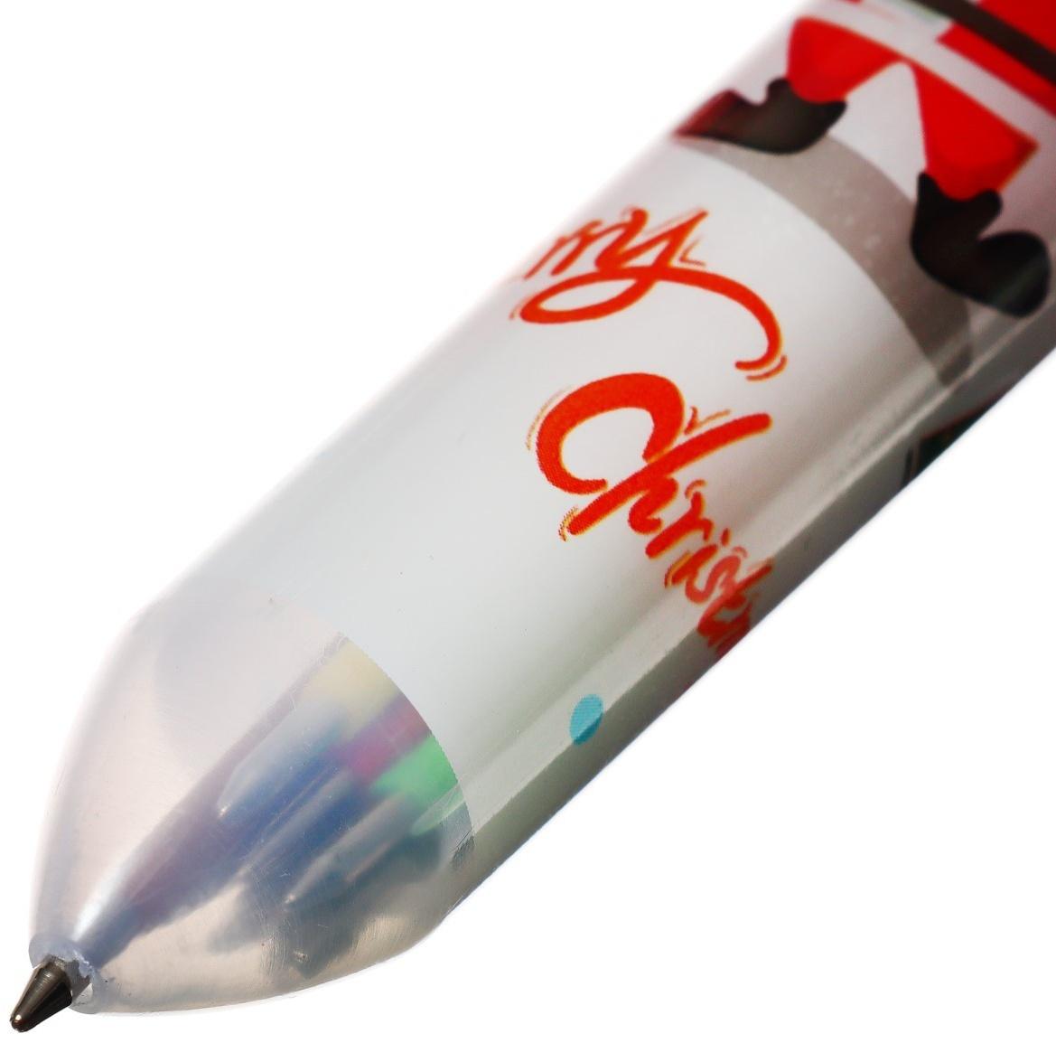 Ручка шариковая автоматическая, 10-ти цветная, Новый год МИКС