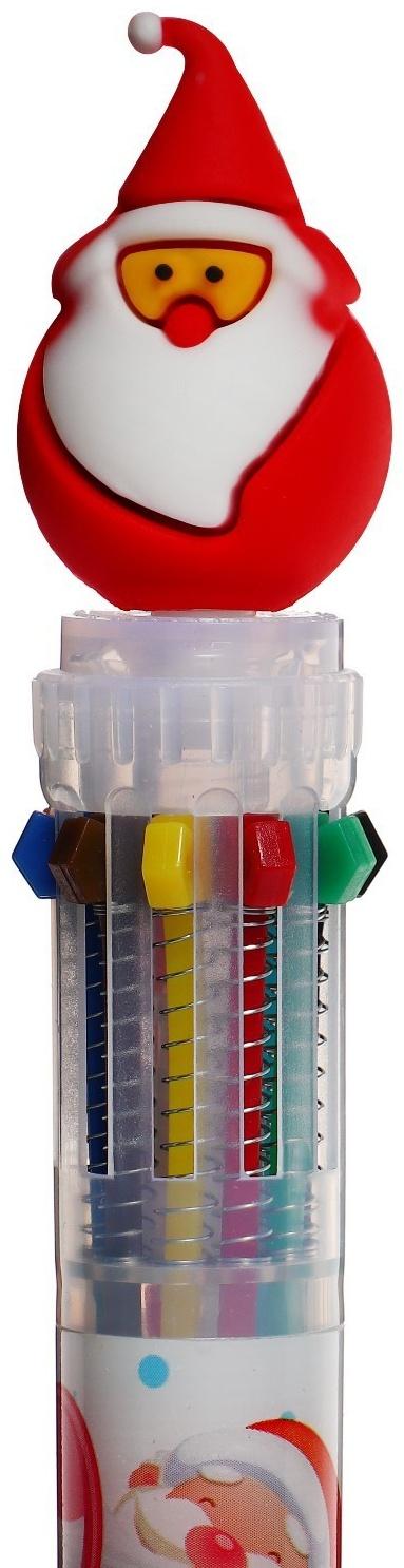 Ручка шариковая автоматическая, 10-ти цветная, Новый год МИКС