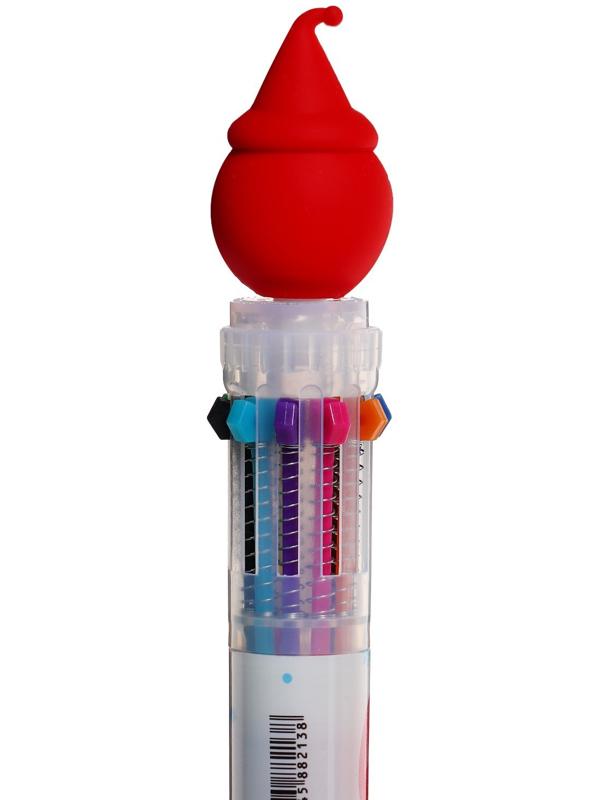 Ручка шариковая автоматическая, 10-ти цветная, Новый год МИКС