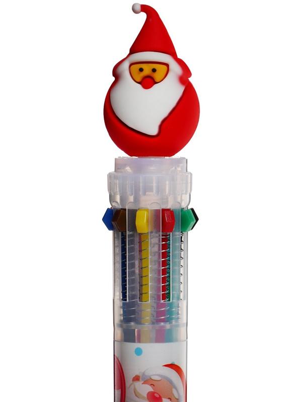 Ручка шариковая автоматическая, 10-ти цветная, Новый год МИКС