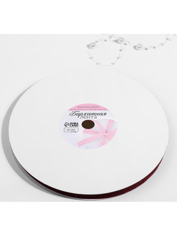 Лента бархатная, с золотым люрексом, 10 мм, 18 ± 1 м, цвет бордовый №46