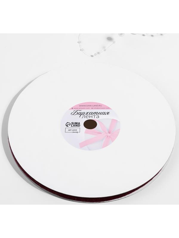 Лента бархатная, с серебряным люрексом, 6 мм, 18 ± 1 м, цвет бордовый №46