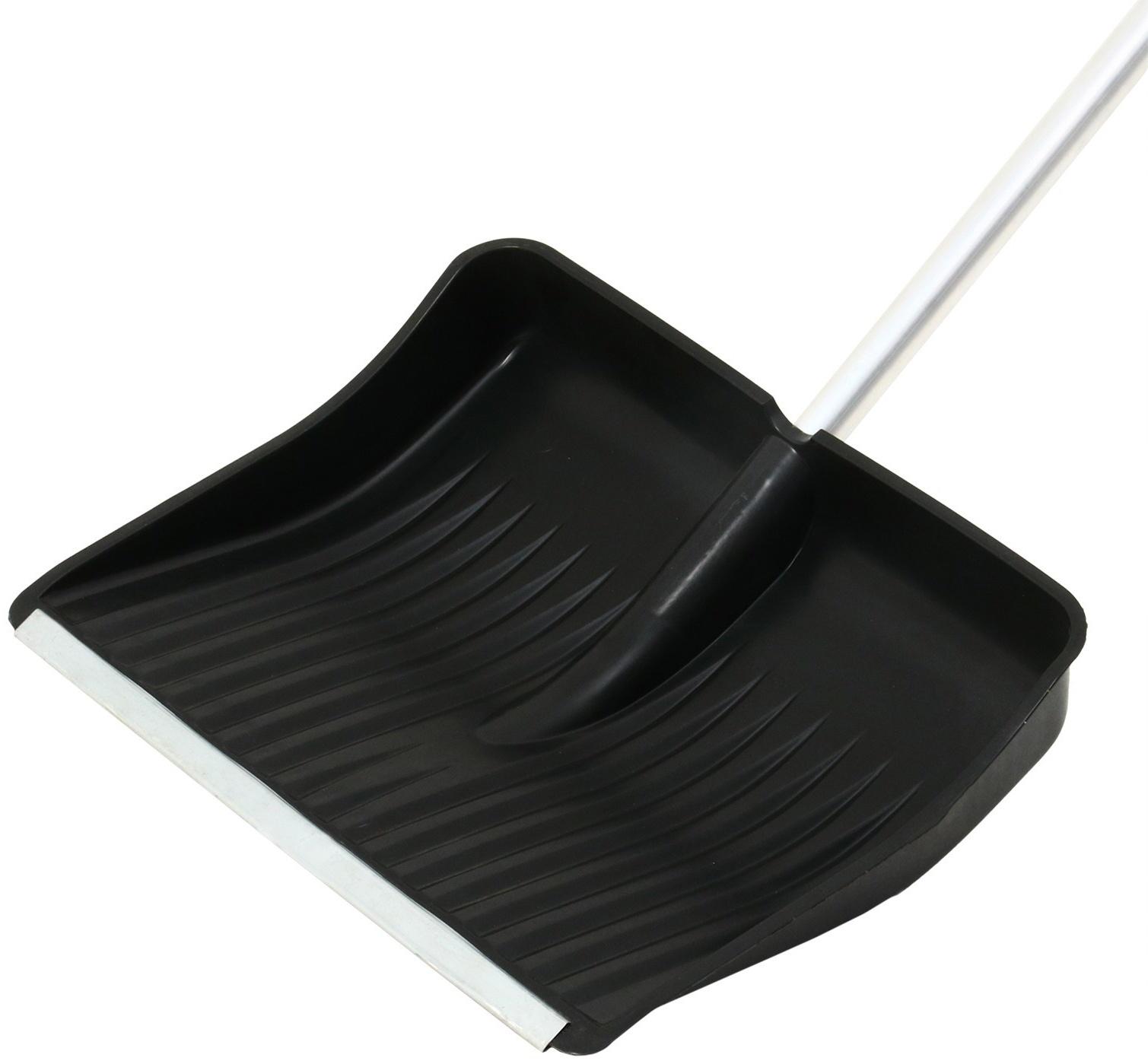 Лопата пластиковая, ковш 410 × 515 мм, с оцинкованной планкой, алюминиевый черенок